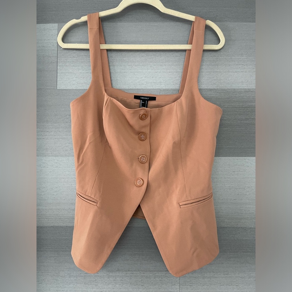Forever 21 Tan Sleeveless Bustier Tank Top